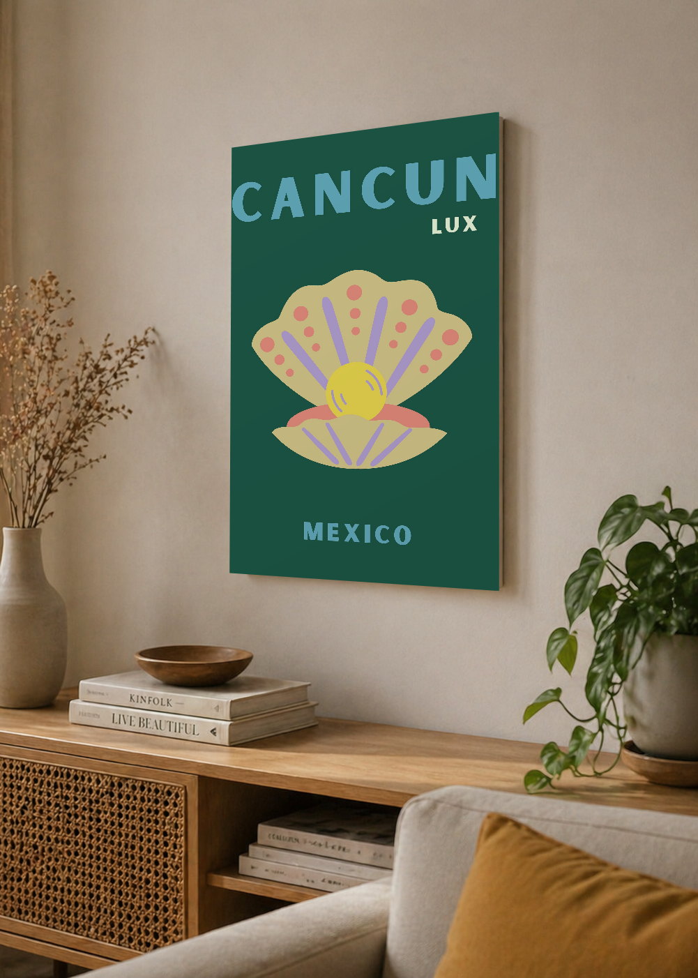 Cuadro Decorativo Mural Sin Marco 5mm - Travel, Cancún, México, Ostra Verde Oscuro