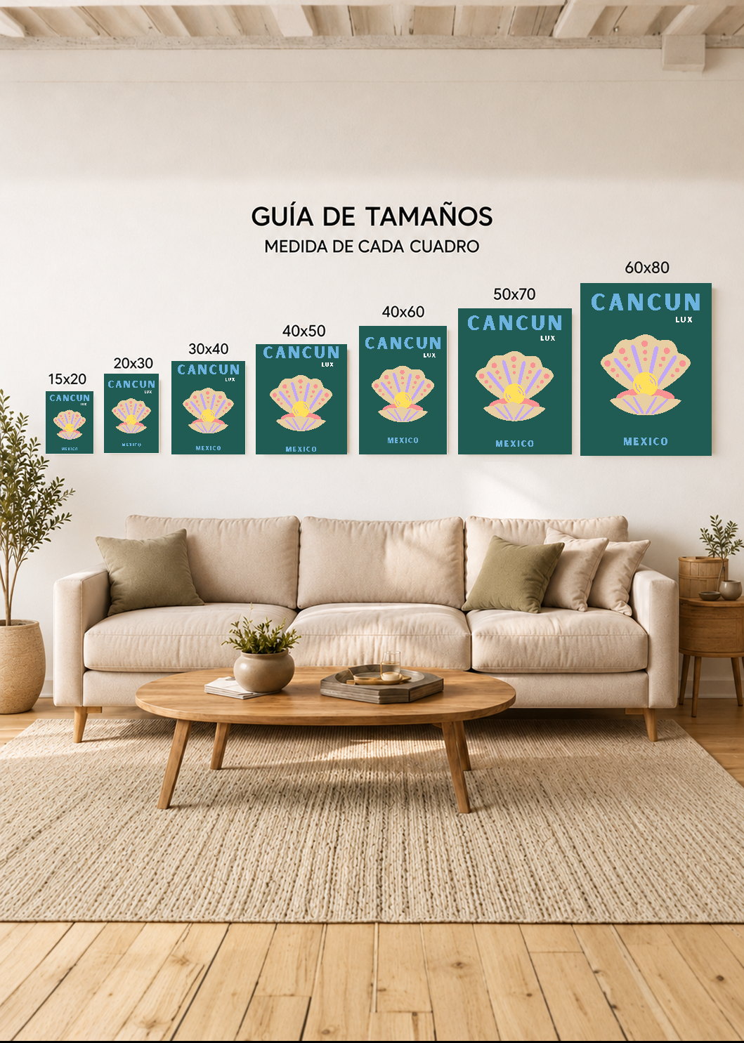 Cuadro Decorativo Mural Sin Marco 5mm - Travel, Cancún, México, Ostra Verde Oscuro