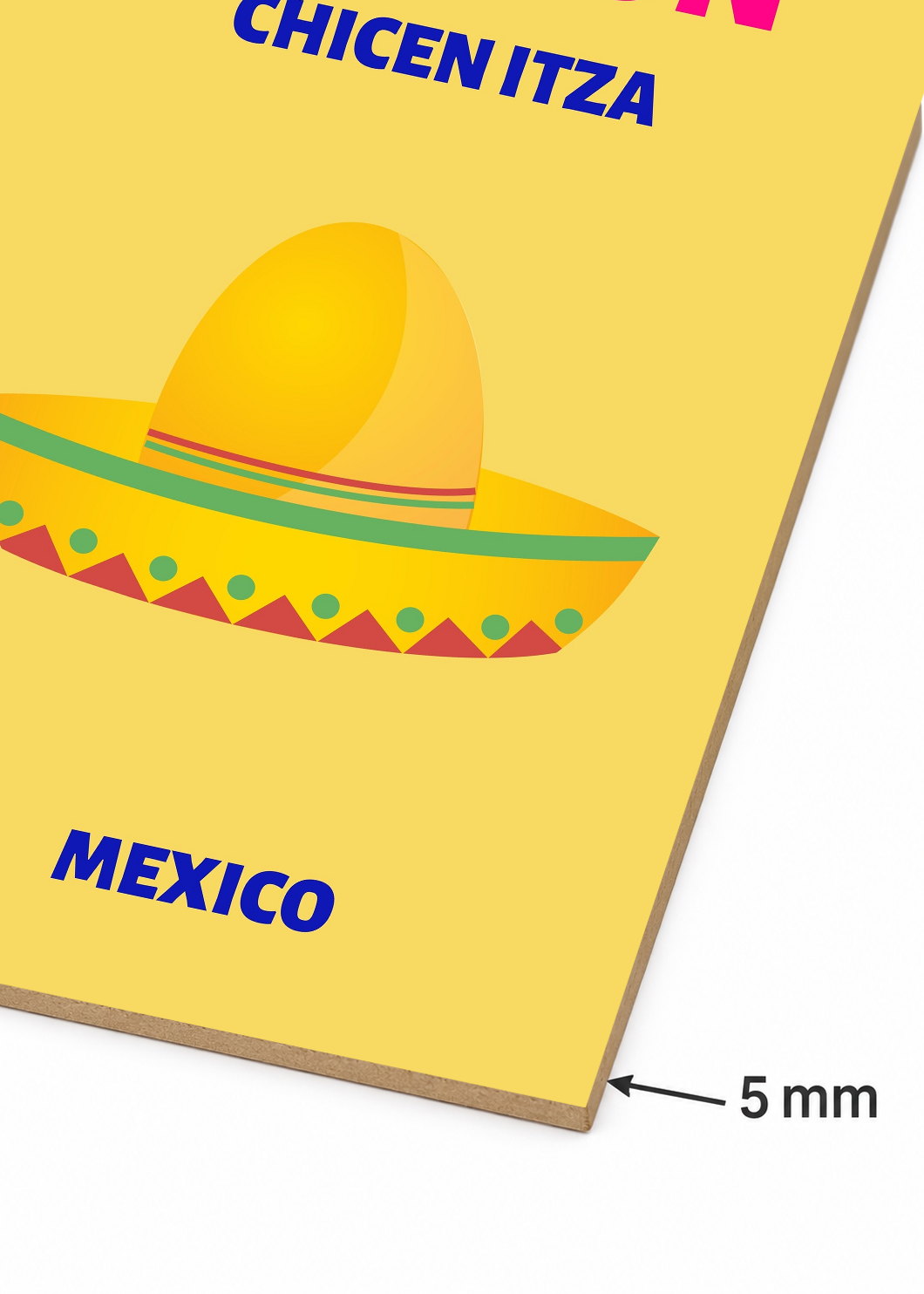 Cuadro Decorativo Mural Sin Marco 5mm - Travel, Cancún, México, Sombrero Amarillo