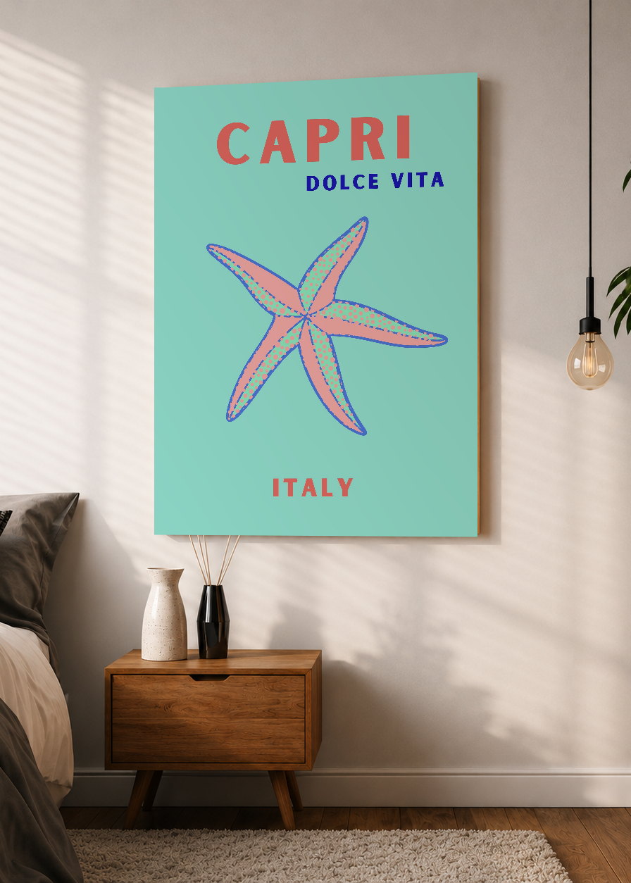 Cuadro Decorativo Mural Sin Marco 5mm - Travel, Capri, Italia, Estrella Mar Menta