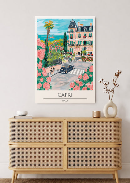 Cuadro Decorativo Mural Sin Marco 5mm - Travel, Capri, Italia, Ilustración Costa