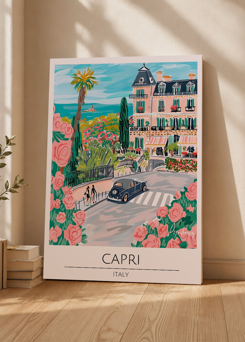 Cuadro Decorativo Mural Sin Marco 5mm - Travel, Capri, Italia, Ilustración Costa