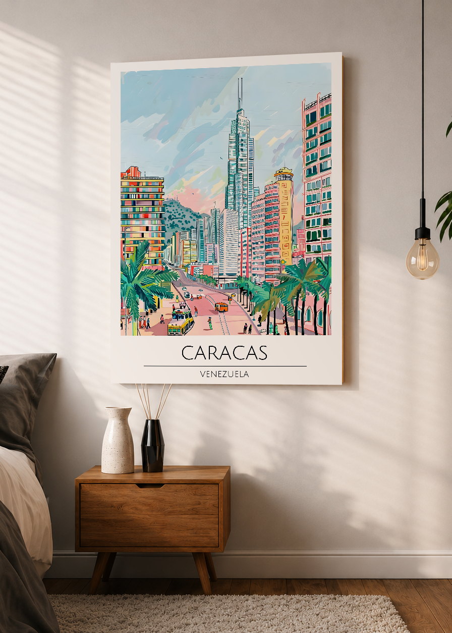 Cuadro Decorativo Mural Sin Marco 5mm - Travel, Caracas, Venezuela, Ilustración Ciudad