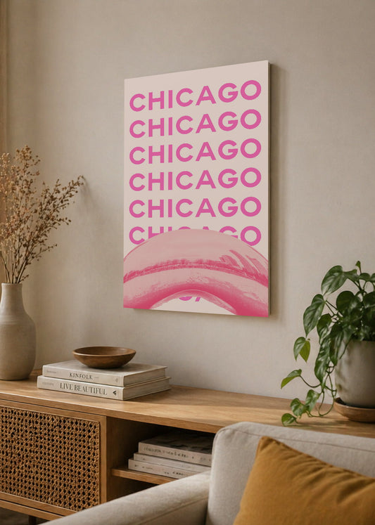 Cuadro Decorativo Mural Sin Marco 5mm - Travel, Chicago Cloud Gate, USA, Rosa