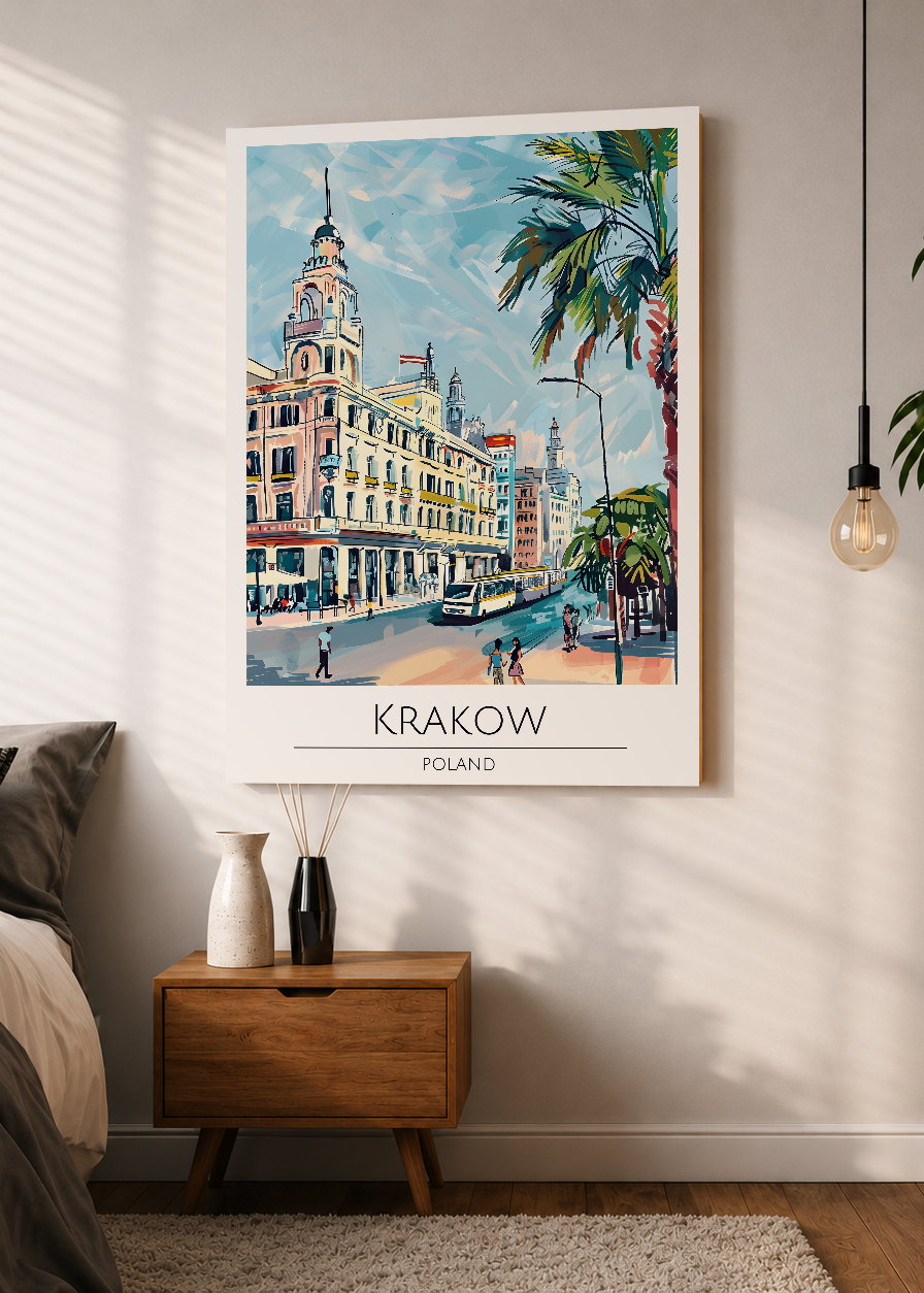 Cuadro Decorativo Mural Sin Marco 5mm - Travel, Cracovia, Polonia, Ilustración Ciudad