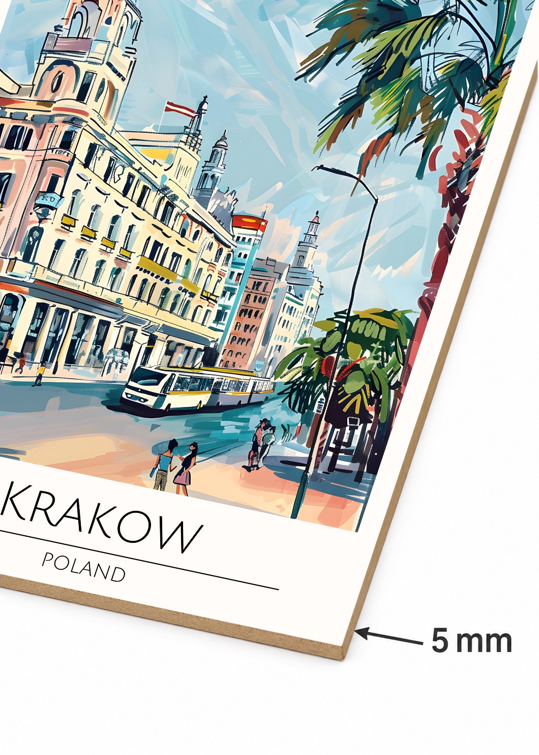 Cuadro Decorativo Mural Sin Marco 5mm - Travel, Cracovia, Polonia, Ilustración Ciudad