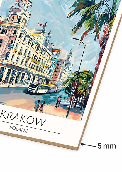 Cuadro Decorativo Mural Sin Marco 5mm - Travel, Cracovia, Polonia, Ilustración Ciudad