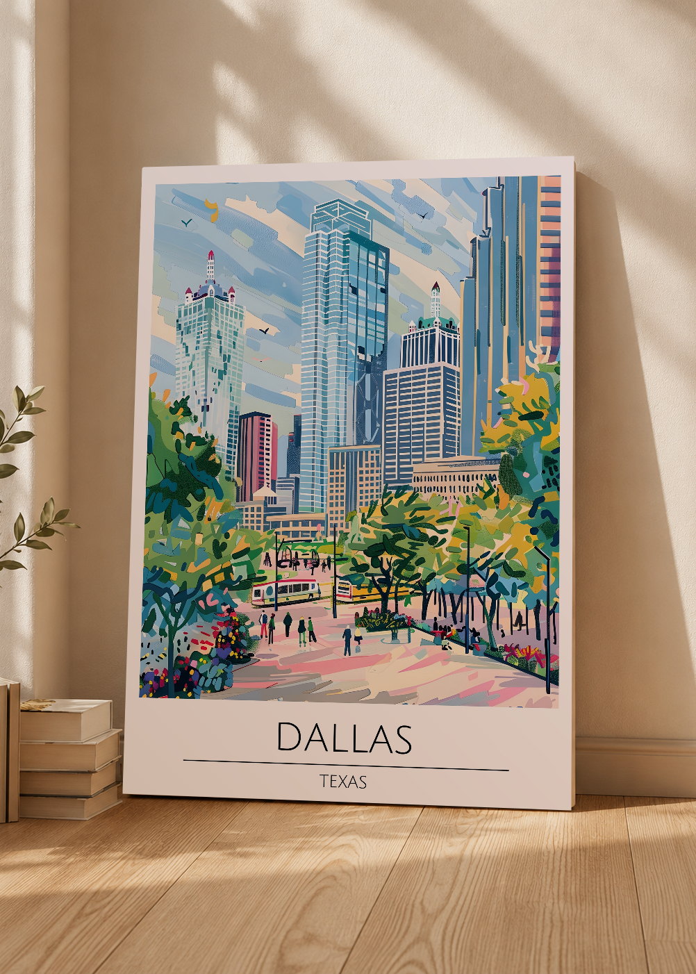 Cuadro Decorativo Mural Sin Marco 5mm - Travel, Dallas, Texas, Ilustración Ciudad