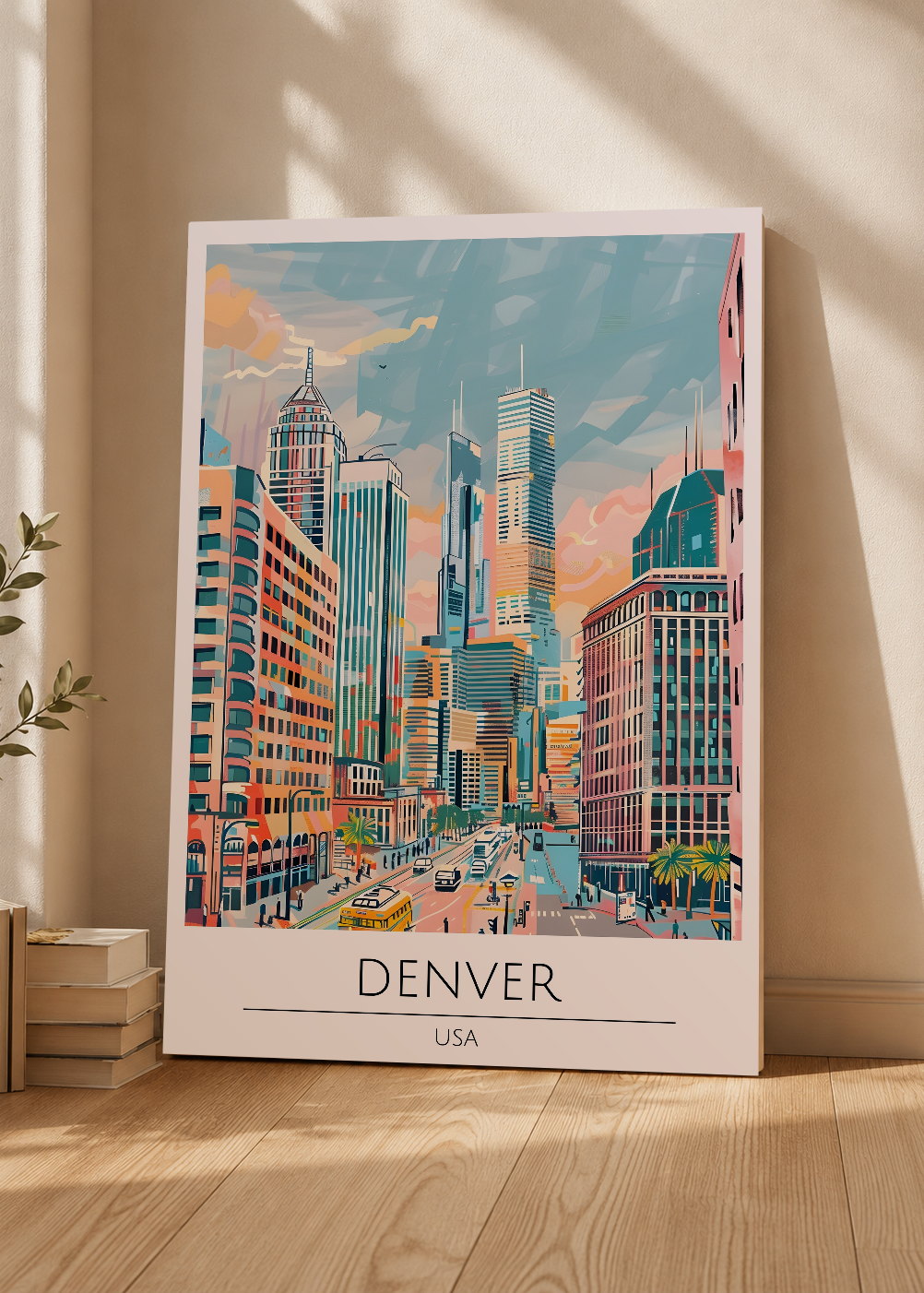 Cuadro Decorativo Mural Sin Marco 5mm - Travel, Denver, USA, Ilustración Ciudad