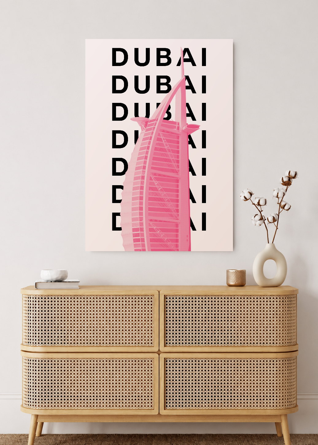 Cuadro Decorativo Mural Sin Marco 5mm - Travel, Dubai Burj al Arab, Emiratos, Rosa