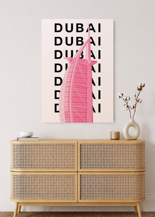 Cuadro Decorativo Mural Sin Marco 5mm - Travel, Dubai Burj al Arab, Emiratos, Rosa
