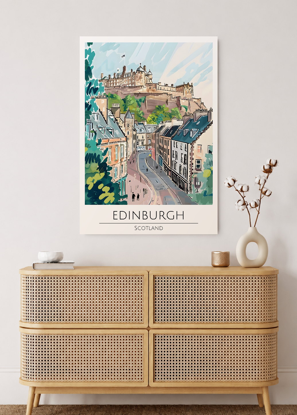 Cuadro Decorativo Mural Sin Marco 5mm - Travel, Edimburgo, Escocia, Ilustración Ciudad