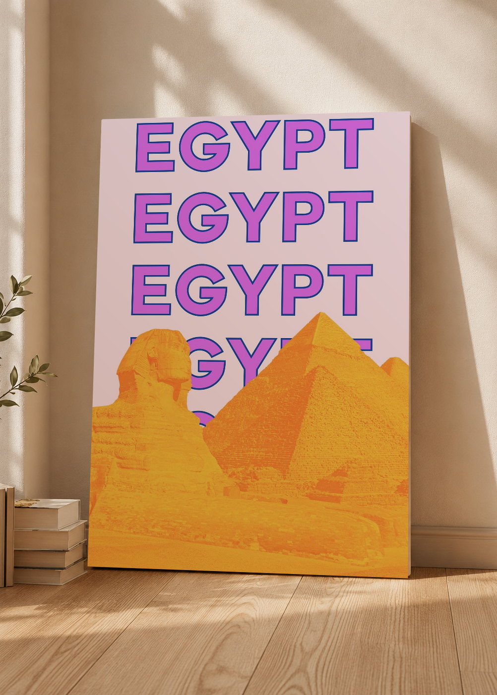 Cuadro Decorativo Mural Sin Marco 5mm - Travel, Pirámides, Egipto, Lila Naranja