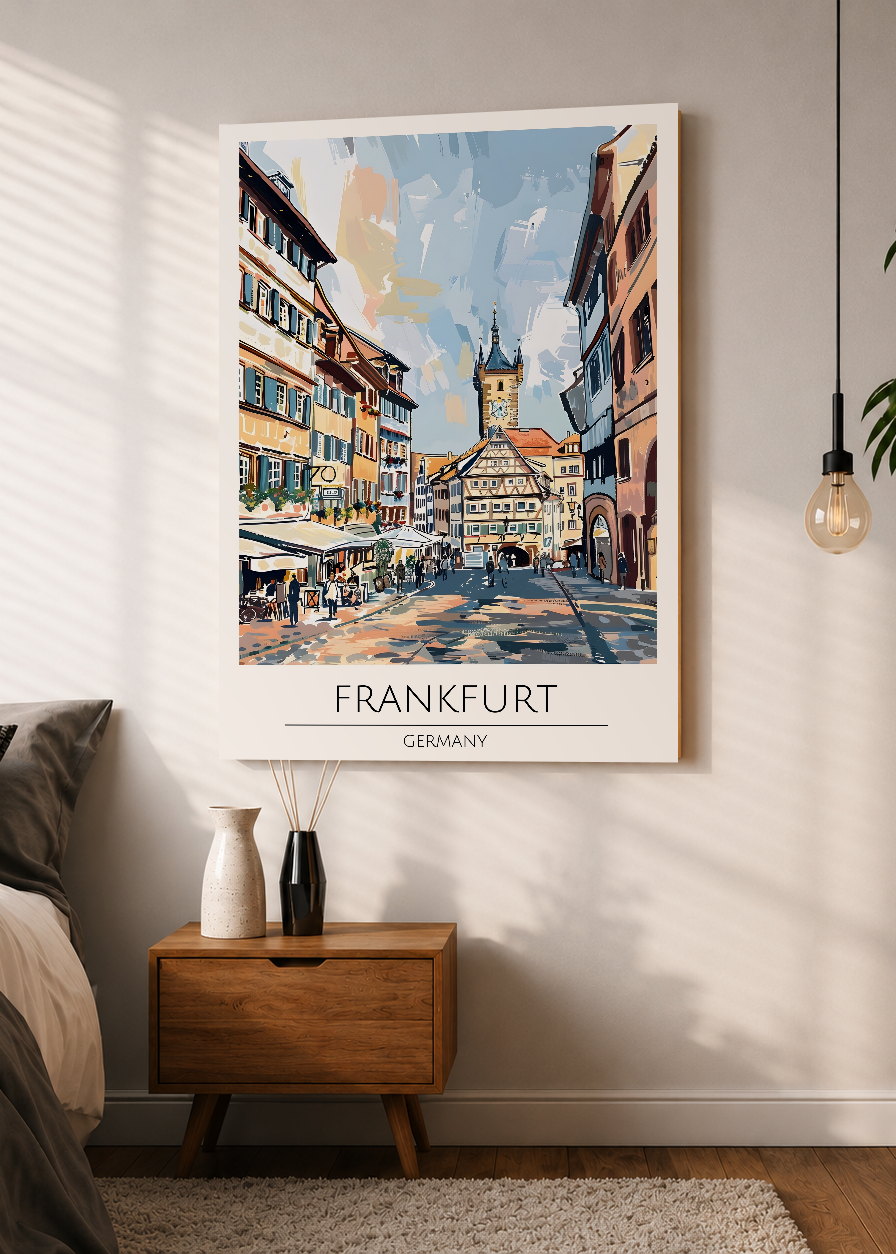 Cuadro Decorativo Mural Sin Marco 5mm - Travel, Frankfurt, Alemania, Ilustración Ciudad