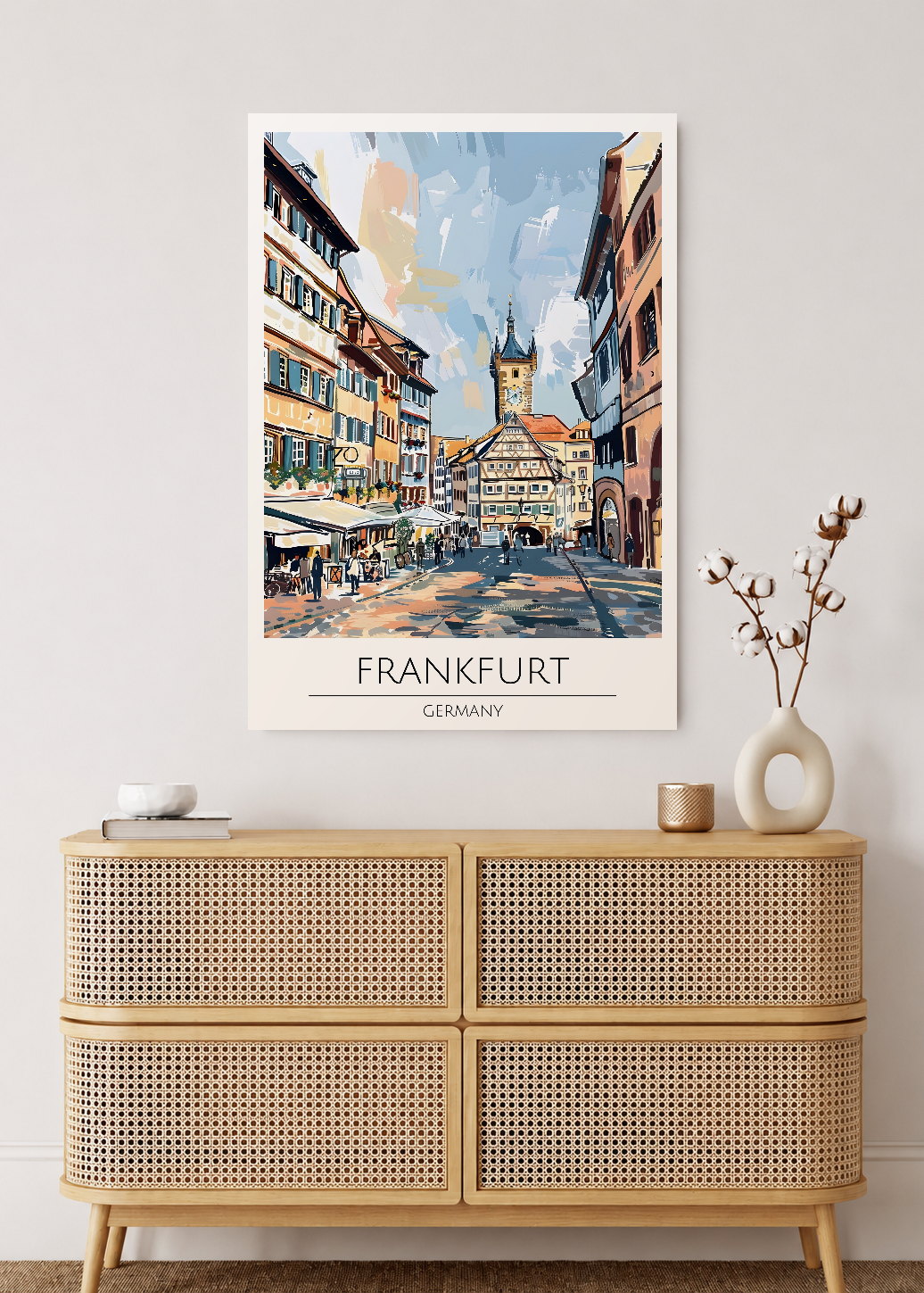 Cuadro Decorativo Mural Sin Marco 5mm - Travel, Frankfurt, Alemania, Ilustración Ciudad