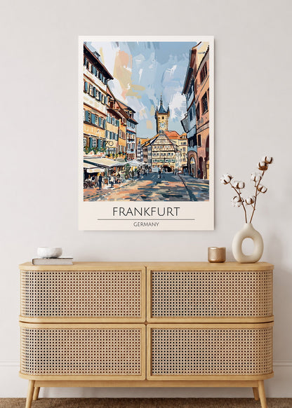Cuadro Decorativo Mural Sin Marco 5mm - Travel, Frankfurt, Alemania, Ilustración Ciudad