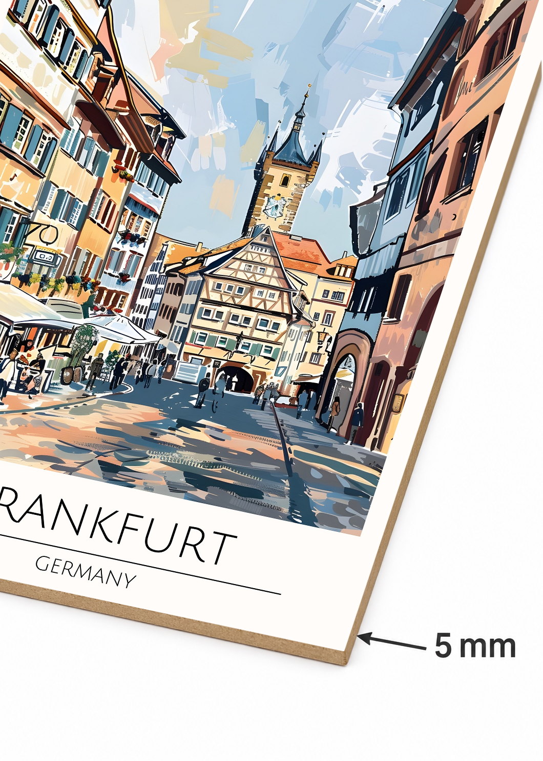 Cuadro Decorativo Mural Sin Marco 5mm - Travel, Frankfurt, Alemania, Ilustración Ciudad