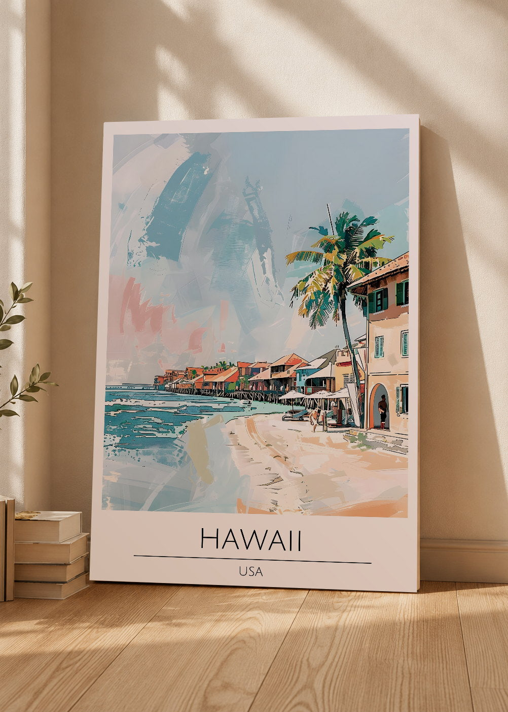 Cuadro Decorativo Mural Sin Marco 5mm - Travel, Hawaii USA, Ilustración Costa