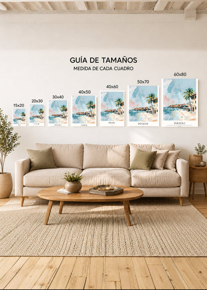 Cuadro Decorativo Mural Sin Marco 5mm - Travel, Hawaii USA, Ilustración Costa