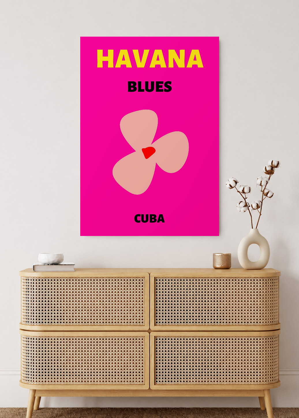 Cuadro Decorativo Mural Sin Marco 5mm - Travel, La Habana, Cuba, Flor Magenta II