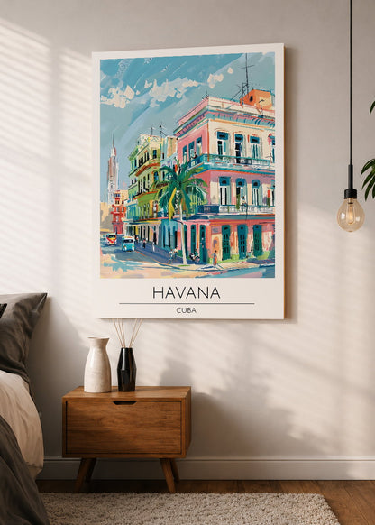 Cuadro Decorativo Mural Sin Marco 5mm - Travel, La Habana, Cuba, Ilustración Ciudad