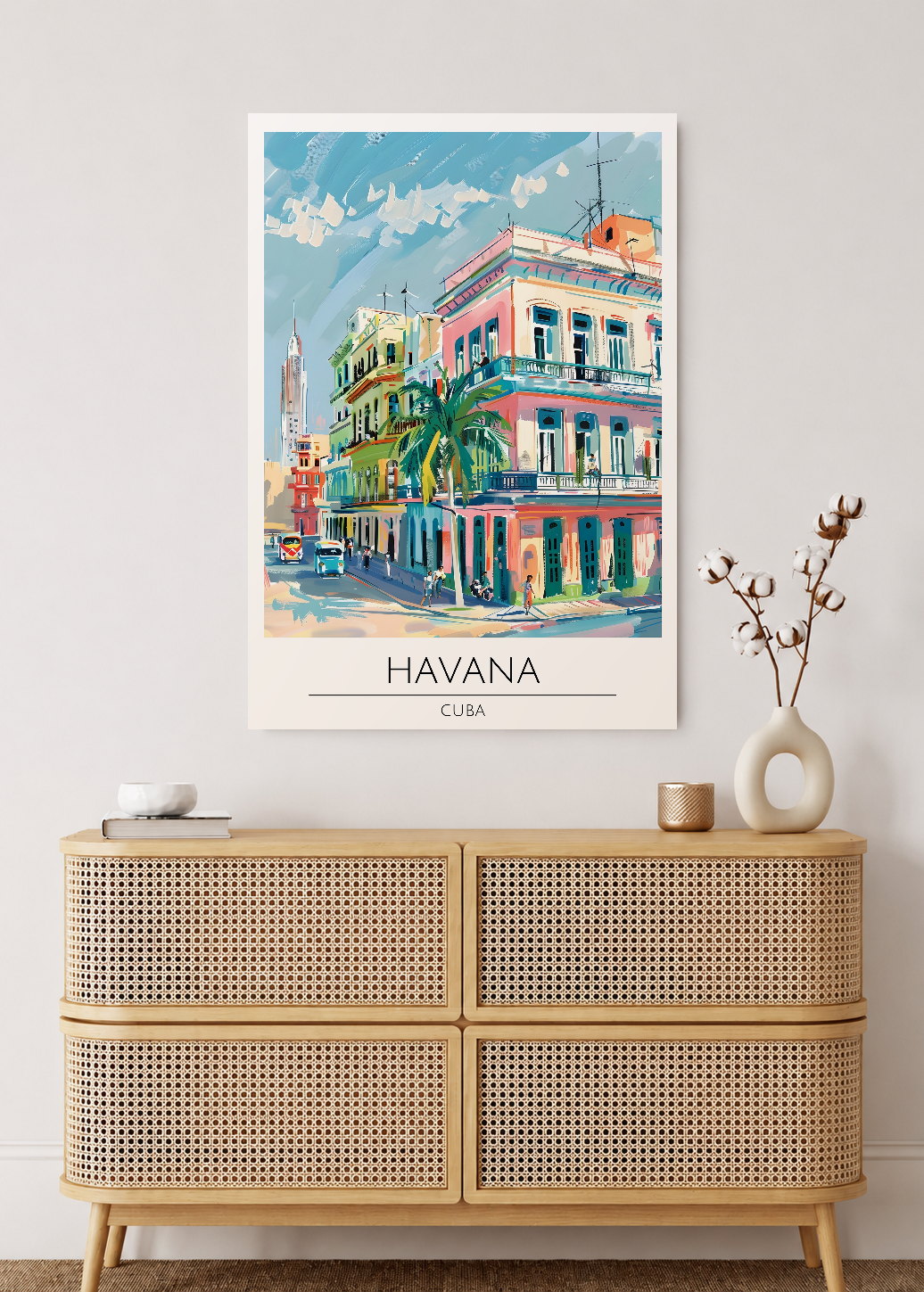 Cuadro Decorativo Mural Sin Marco 5mm - Travel, La Habana, Cuba, Ilustración Ciudad