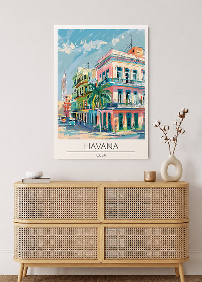 Cuadro Decorativo Mural Sin Marco 5mm - Travel, La Habana, Cuba, Ilustración Ciudad