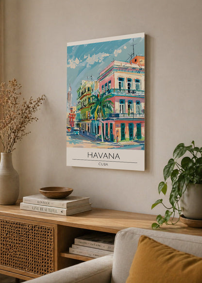 Cuadro Decorativo Mural Sin Marco 5mm - Travel, La Habana, Cuba, Ilustración Ciudad