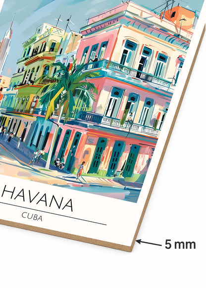 Cuadro Decorativo Mural Sin Marco 5mm - Travel, La Habana, Cuba, Ilustración Ciudad