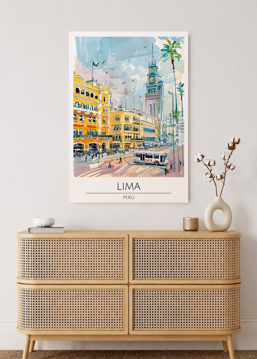 Cuadro Decorativo Mural Sin Marco 5mm - Travel, Lima, Perú, Ilustración Ciudad