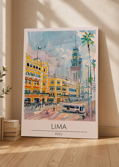 Cuadro Decorativo Mural Sin Marco 5mm - Travel, Lima, Perú, Ilustración Ciudad