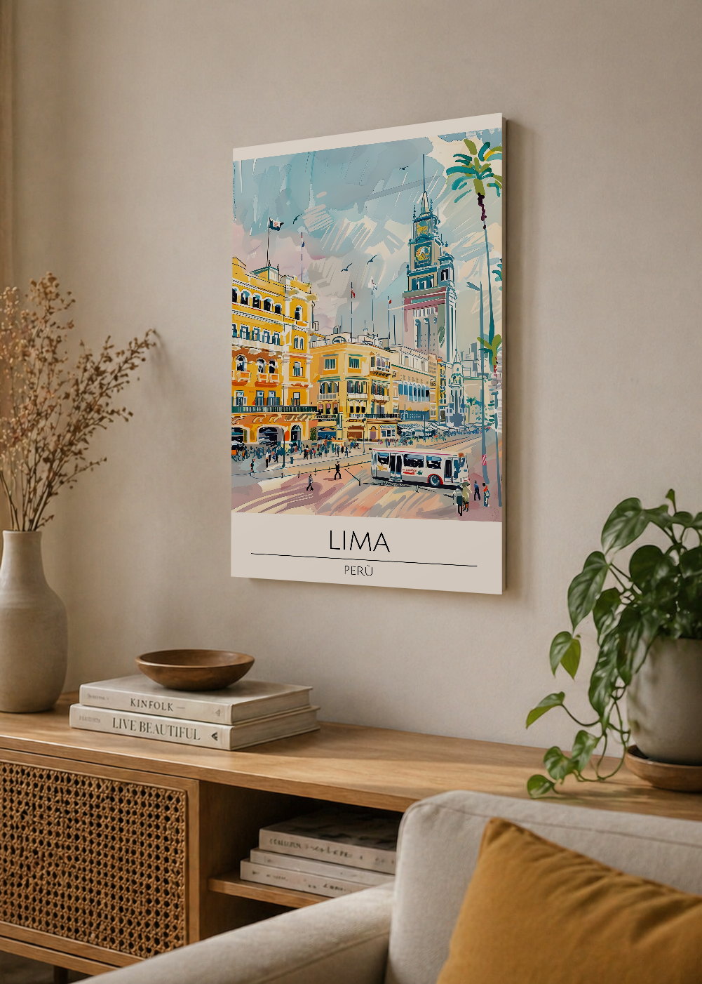 Cuadro Decorativo Mural Sin Marco 5mm - Travel, Lima, Perú, Ilustración Ciudad