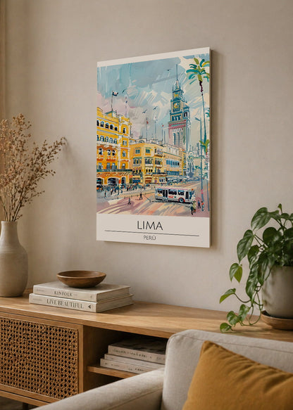Cuadro Decorativo Mural Sin Marco 5mm - Travel, Lima, Perú, Ilustración Ciudad