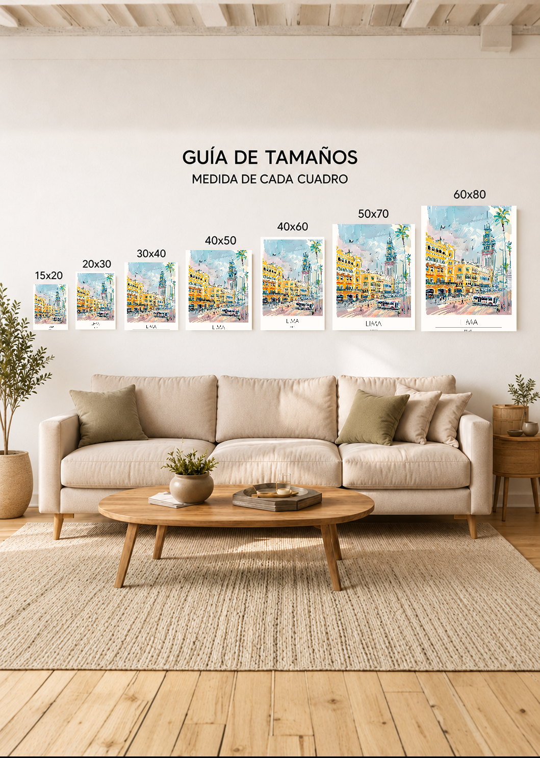 Cuadro Decorativo Mural Sin Marco 5mm - Travel, Lima, Perú, Ilustración Ciudad
