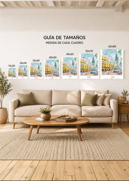 Cuadro Decorativo Mural Sin Marco 5mm - Travel, Lima, Perú, Ilustración Ciudad