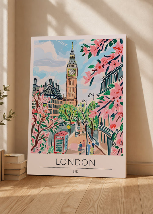 Cuadro Decorativo Mural Sin Marco 5mm - Travel, Londres, UK, Ilustración Big Ben
