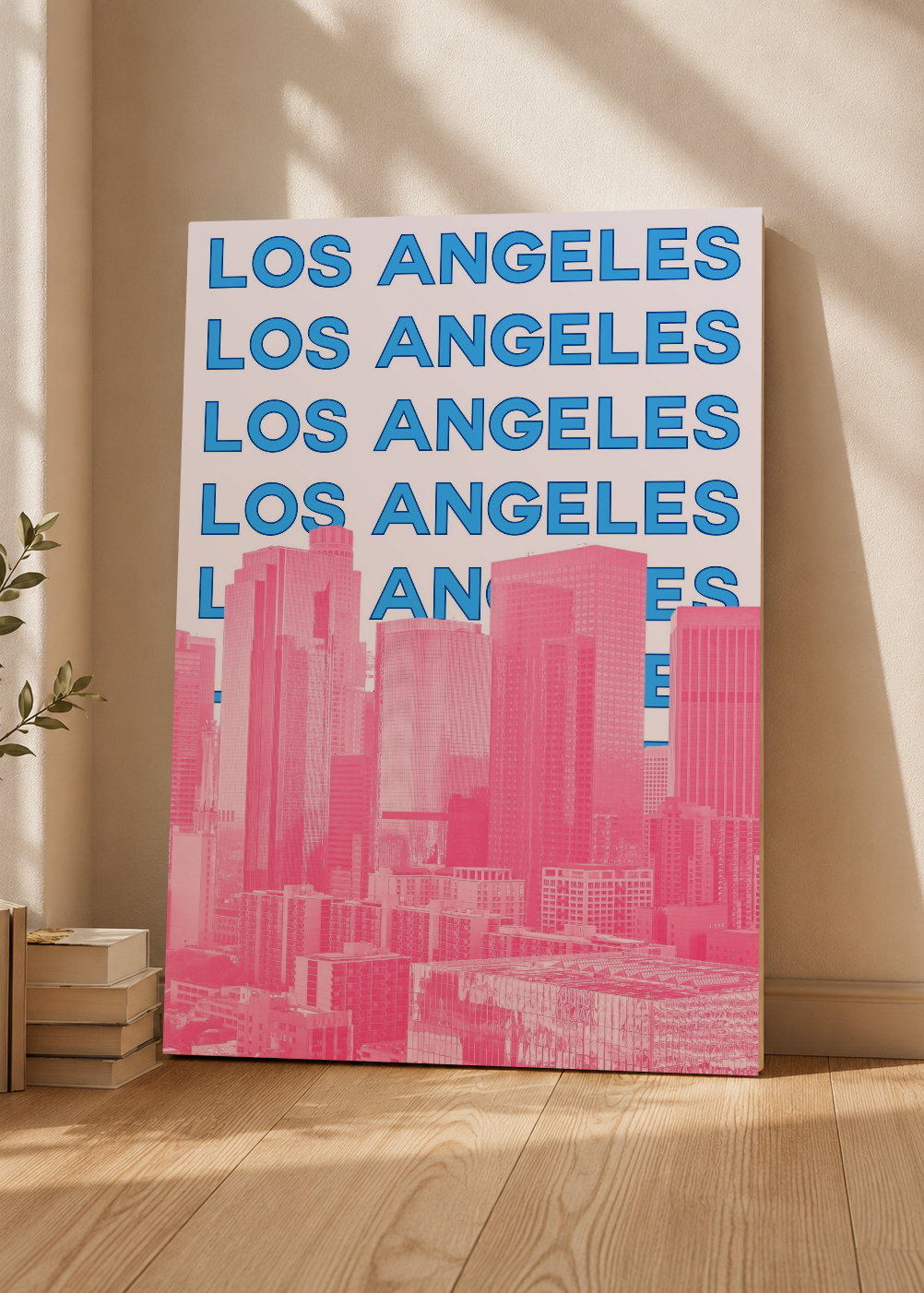 Cuadro Decorativo Mural Sin Marco 5mm - Travel, Los Ángeles, USA, Skyline Azul Rosa