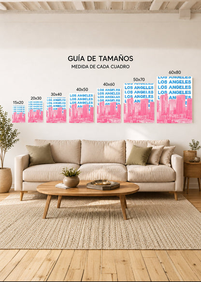 Cuadro Decorativo Mural Sin Marco 5mm - Travel, Los Ángeles, USA, Skyline Azul Rosa