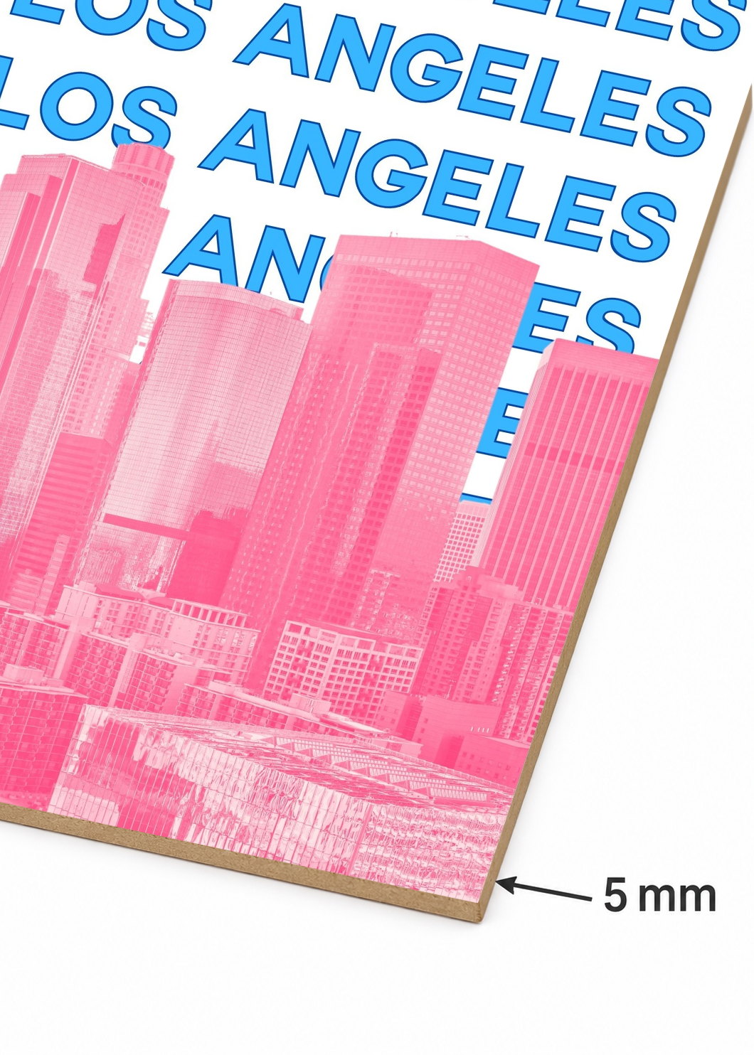 Cuadro Decorativo Mural Sin Marco 5mm - Travel, Los Ángeles, USA, Skyline Azul Rosa