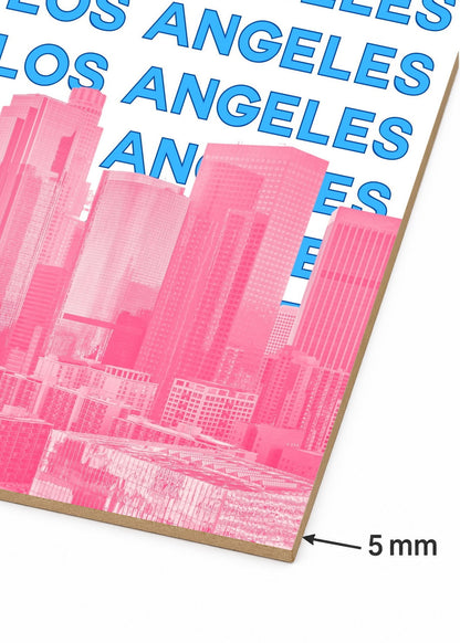 Cuadro Decorativo Mural Sin Marco 5mm - Travel, Los Ángeles, USA, Skyline Azul Rosa