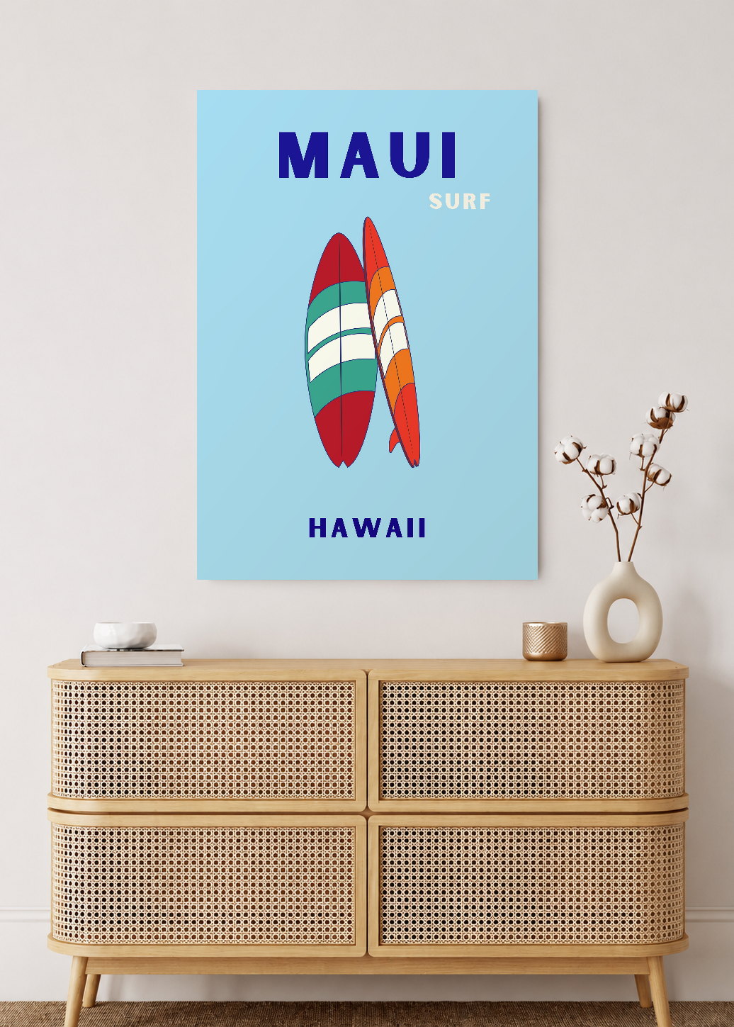 Cuadro Decorativo Mural Sin Marco 5mm - Travel, Maui, Hawaii, Tablas Surf Lila