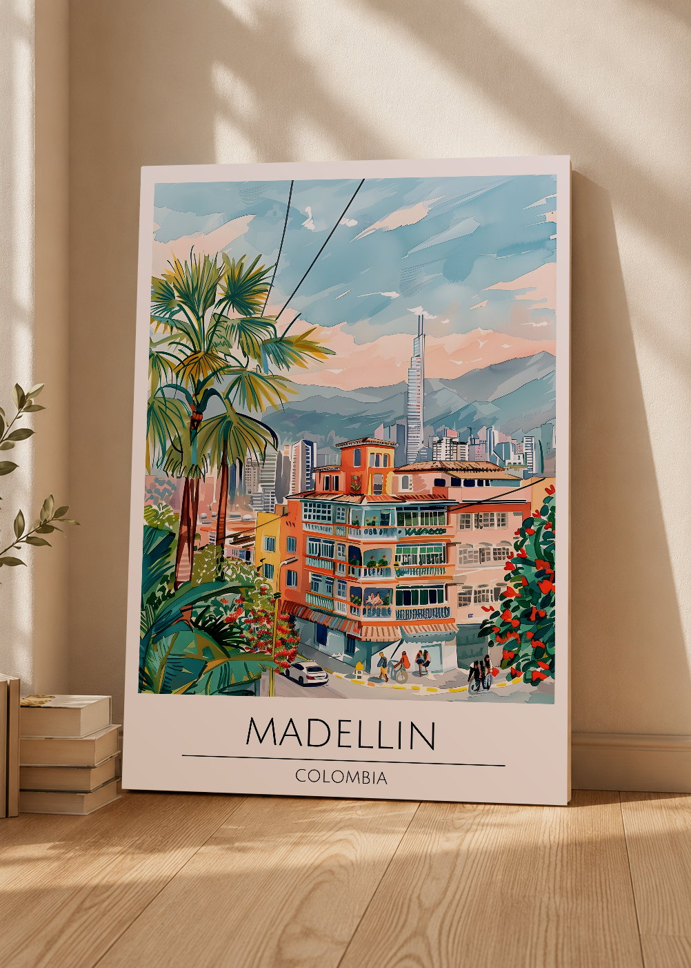 Cuadro Decorativo Mural Sin Marco 5mm - Travel, Medellín, Colombia, Ilustración Ciudad