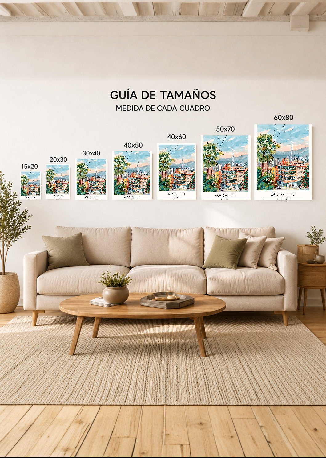 Cuadro Decorativo Mural Sin Marco 5mm - Travel, Medellín, Colombia, Ilustración Ciudad