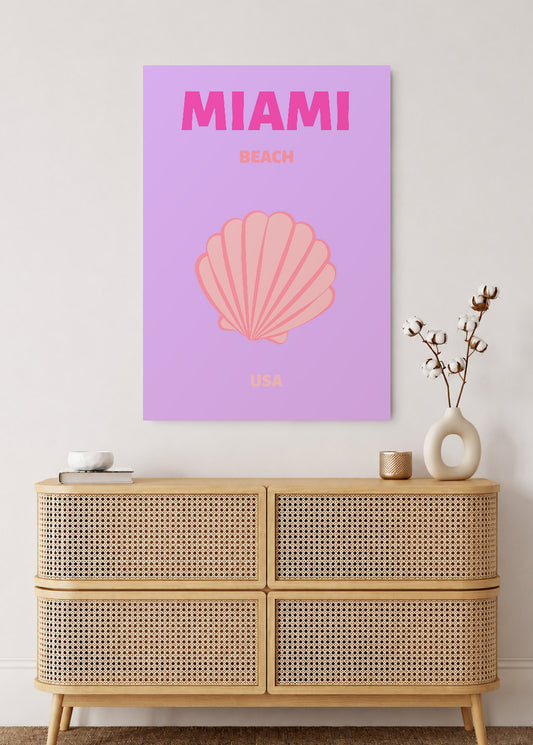 Cuadro Decorativo Mural Sin Marco 5mm - Travel, Miami, USA, Caracol Lila