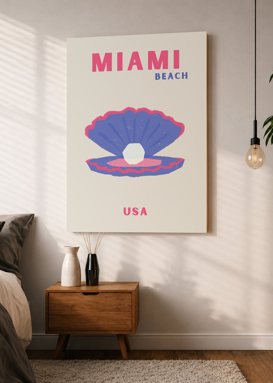 Cuadro Decorativo Mural Sin Marco 5mm - Travel, Miami, USA, Ostra Perla Crema