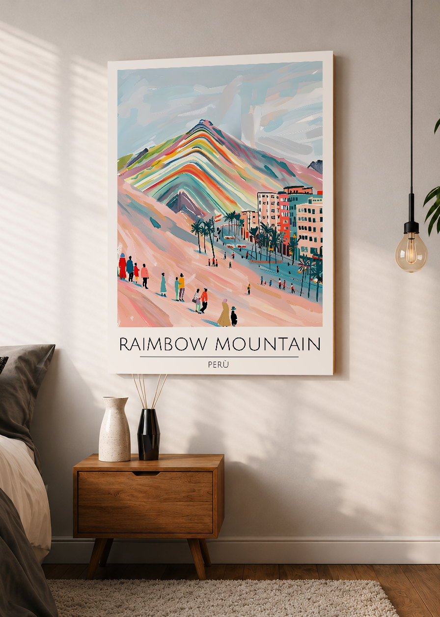 Cuadro Decorativo Mural Sin Marco 5mm - Travel, Montaña, Perú, Arcoíris Ilustración
