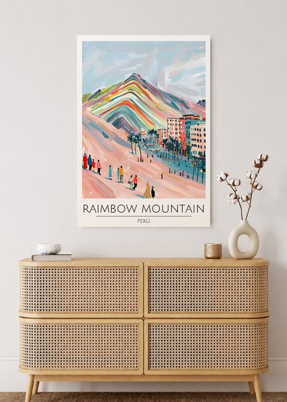 Cuadro Decorativo Mural Sin Marco 5mm - Travel, Montaña, Perú, Arcoíris Ilustración