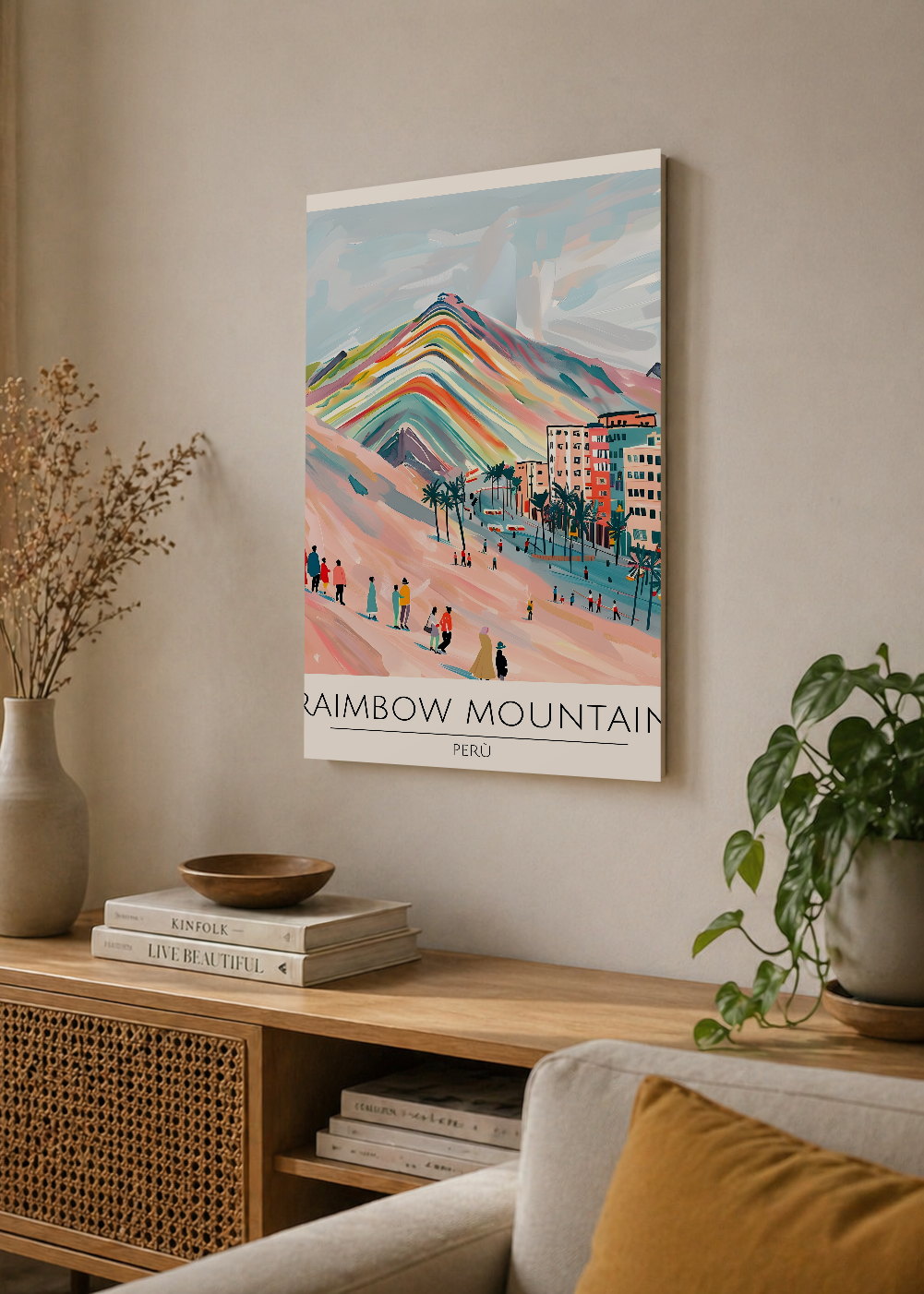 Cuadro Decorativo Mural Sin Marco 5mm - Travel, Montaña, Perú, Arcoíris Ilustración