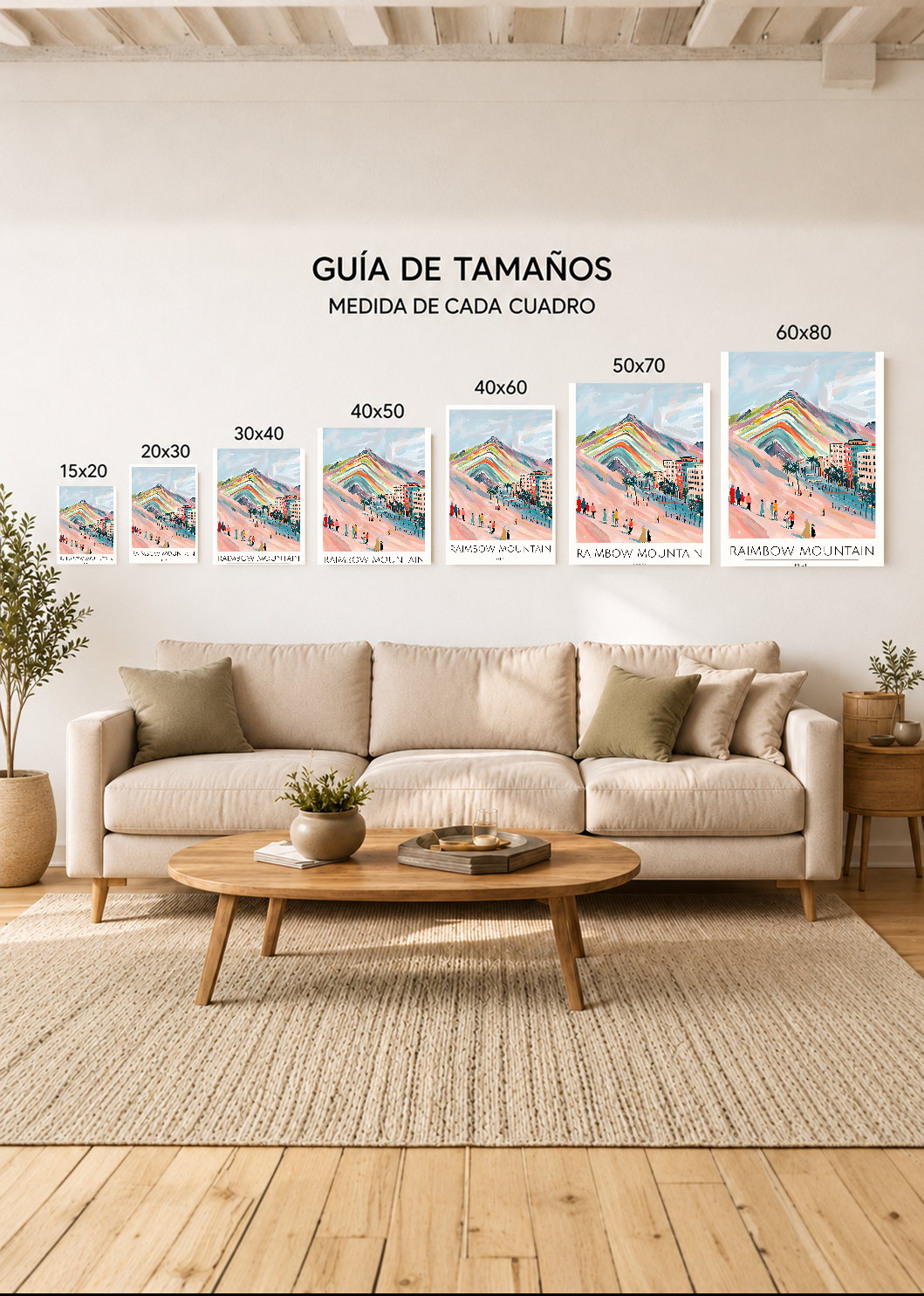 Cuadro Decorativo Mural Sin Marco 5mm - Travel, Montaña, Perú, Arcoíris Ilustración