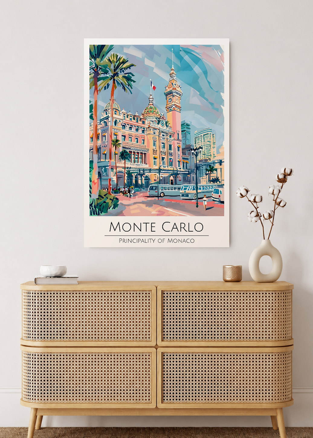 Cuadro Decorativo Mural Sin Marco 5mm - Travel, Montecarlo, Mónaco, Ilustración Ciudad